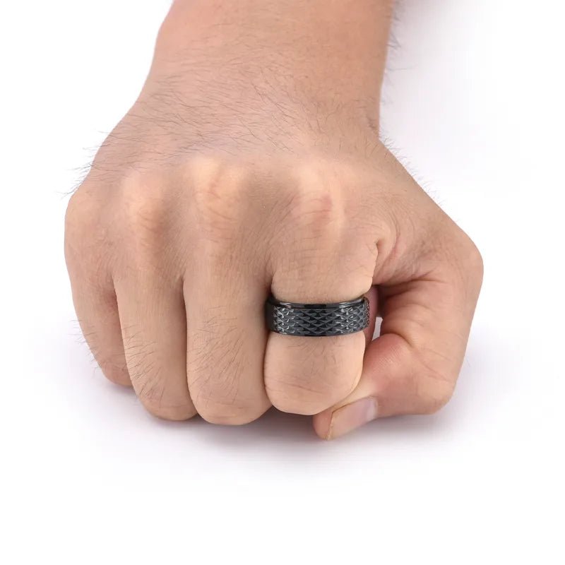 Style Snake Pattern Rotating Ring Titanium Steel Engraved Diamond Sweet Cool Style Unisex Niche Titanium Steel Jewelry Ring National Flag Heart Shape Lion 304 Stainless Steel Engraving - Nikoleit