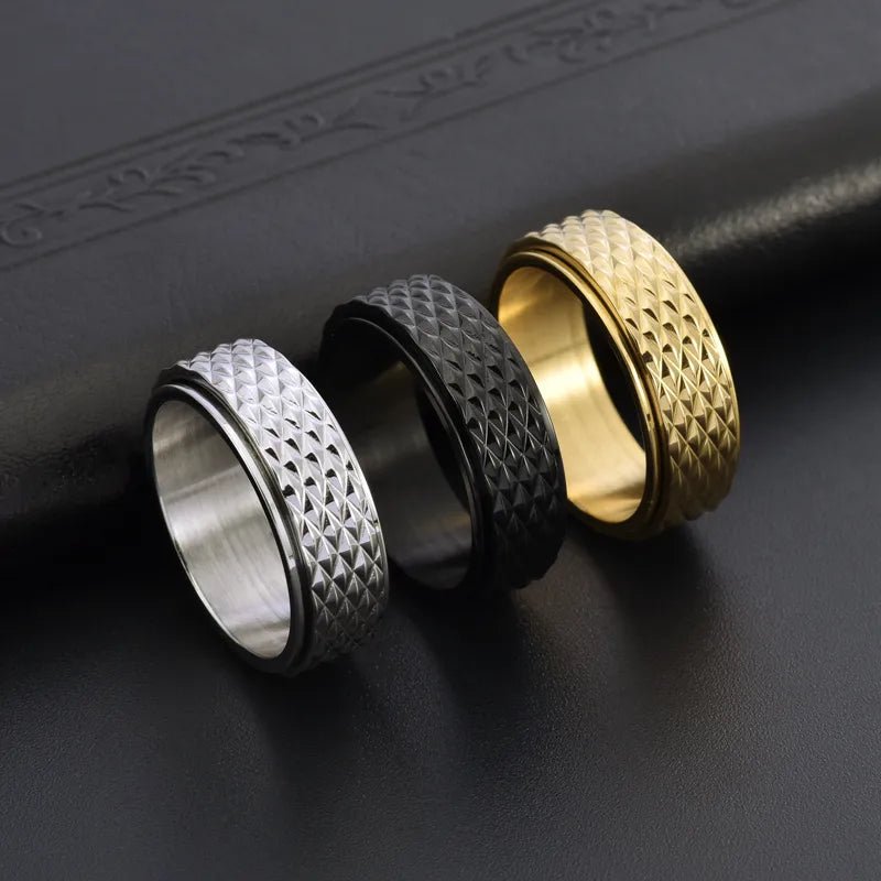 Style Snake Pattern Rotating Ring Titanium Steel Engraved Diamond Sweet Cool Style Unisex Niche Titanium Steel Jewelry Ring National Flag Heart Shape Lion 304 Stainless Steel Engraving - Nikoleit