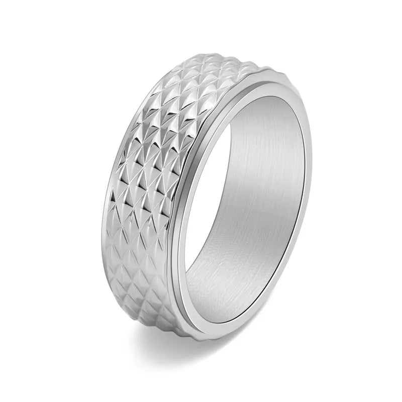 Style Snake Pattern Rotating Ring Titanium Steel Engraved Diamond Sweet Cool Style Unisex Niche Titanium Steel Jewelry Ring National Flag Heart Shape Lion 304 Stainless Steel Engraving - Nikoleit