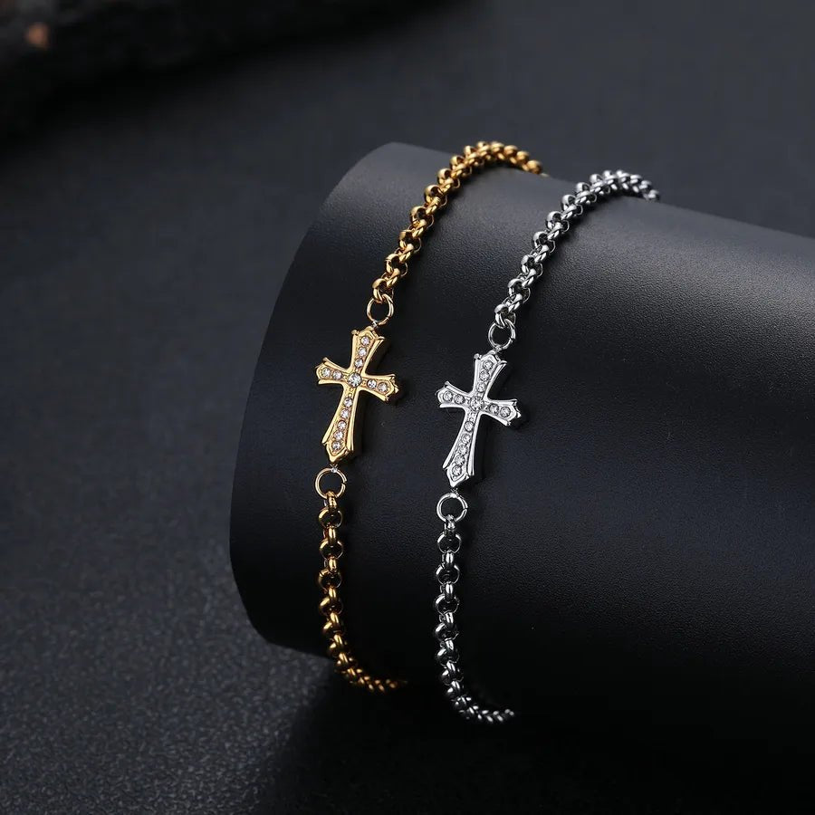 Titanium Steel Cross Bracelet – Black & Gold Edition - Nikoleit
