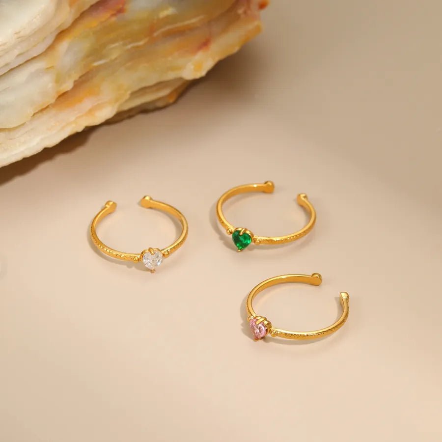 Titanium Steel Heart Shaped Ring Stainless Steel Open Ring Non - Fading Versatile Titanium Steel Ring For Casual And Holiday Wear - Nikoleit