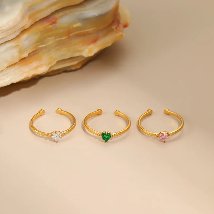 Titanium Steel Heart Shaped Ring Stainless Steel Open Ring Non - Fading Versatile Titanium Steel Ring For Casual And Holiday Wear - Nikoleit