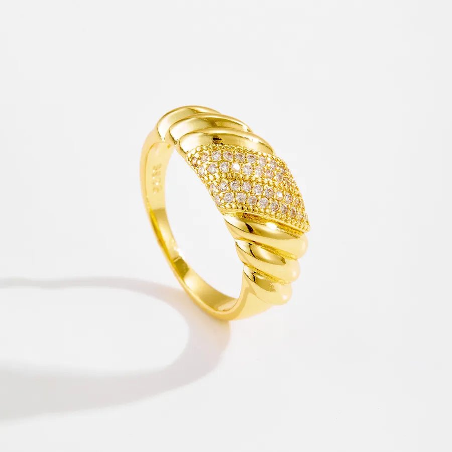 Trendy Classic Versatile Threaded Ring Set With Zirconia Stones Retro Design Fashionable New Model Style - Nikoleit