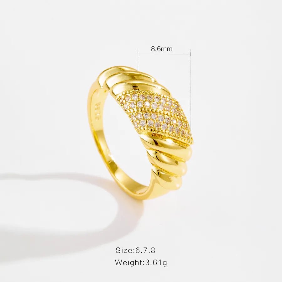 Trendy Classic Versatile Threaded Ring Set With Zirconia Stones Retro Design Fashionable New Model Style - Nikoleit