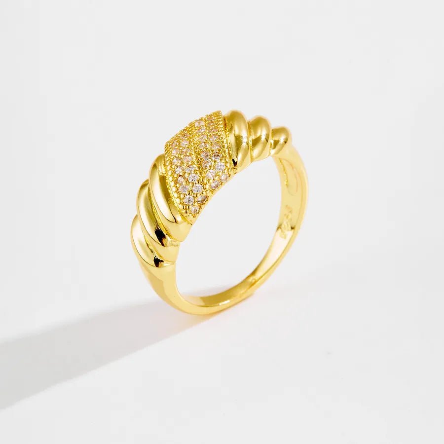 Trendy Classic Versatile Threaded Ring Set With Zirconia Stones Retro Design Fashionable New Model Style - Nikoleit