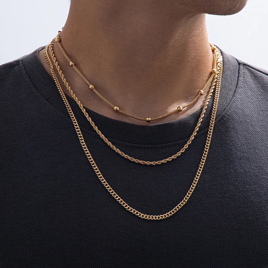 TriForge™ Men’s Triple - Layer Gold Plated Necklace Set - Nikoleit